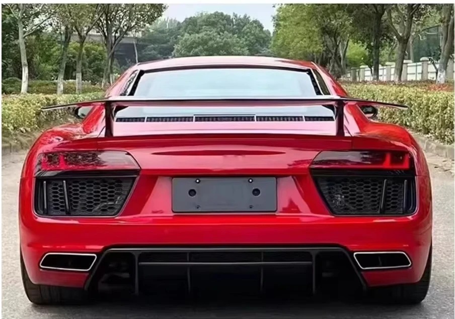 New Modern Carbon Fiber Rear Lip Spoiler for  R8 Tail Bumper Diffuser with Shovel Surround Front Car Restoration Accessory